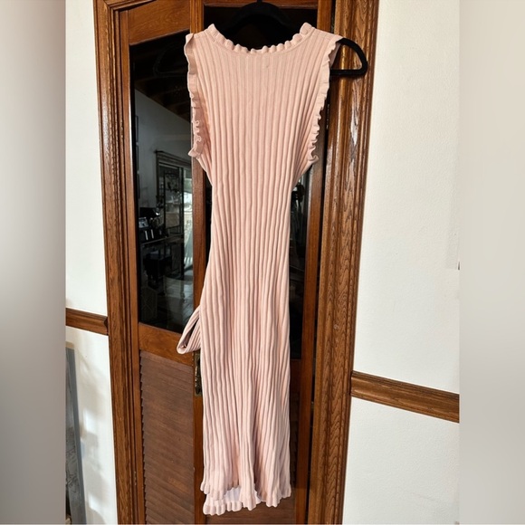 MILLY ribbed knit wrap ruffle trim dress FINAL PRICE NO OFFERS - Picture 2 of 6